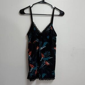 Women’s tropical floral lace trim cami vacation lace cami vacation novelty top